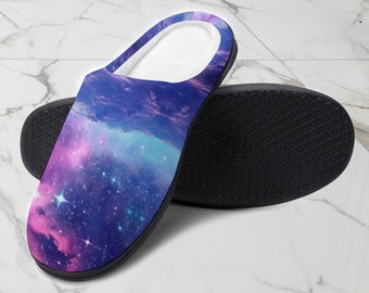 Galaxy Cotton Slippers Gummisohle Hausschuhe für Frauen Geschenk Festival tragen Schuhe Folie gemusterte Pantoffel bequem