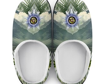 Passion Flower Cotton slippers rubber sole slippers for women gift festival wear shoes slide patterned slipper comfortable