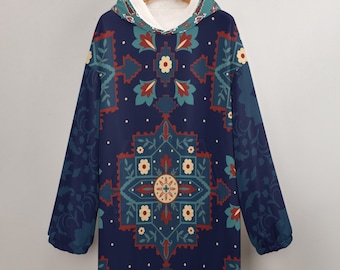 Quilt Style Oversized Hoodie Decke, Boho Rave Umhang