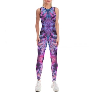 Fractal Ferns Catsuit (yoga catsuit, pole dance wear, spandex catsuit, yoga bodysuit, festival catsuit, pole dance bodysuit, satin)