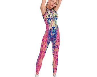 Fun Catsuit (yoga catsuit, pole dance wear, spandex catsuit, yoga bodysuit, festival catsuit, pole dance bodysuit, satin bodysuit, catsuit)