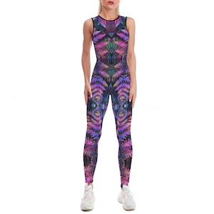 Fern Catsuit (yoga catsuit, pole dance wear, spandex catsuit, yoga bodysuit, festival catsuit, pole dance bodysuit, satin)