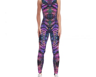 Fern Catsuit (yoga catsuit, pole dance wear, spandex catsuit, yoga bodysuit, festival catsuit, pole dance bodysuit, satin)