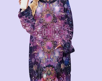 Galactic Magic (Oversized Hoodie Blanket, warm rave clothes, Blanket Sweater, Hoodie Blanket, festival/rave)