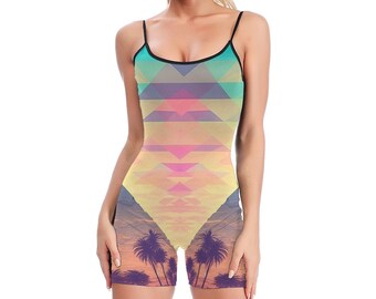 Fun Catsuit (yoga catsuit, pole dance wear, spandex catsuit, yoga bodysuit, festival catsuit, pole dance bodysuit, satin bodysuit, catsuit)