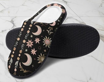 Celestial Moon Cotton Slippers rubber sole slippers for women gift festival wear shoes slide patterned slipper comfortable