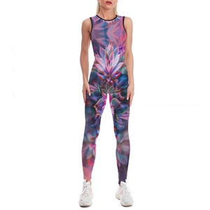 Sexy Succulent Catsuit (yoga catsuit, pole dance wear, spandex catsuit, yoga bodysuit, festival catsuit, pole dance bodysuit, satin)