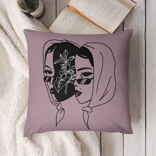 Hipster Pillow Cover - Boho Pillow - Boho pillow cover - Tattoo Style Pillow Cover - Black line drawing pillow - (double-sided printed)