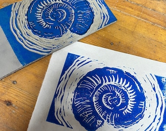 Nautilus Shell Linocut Print