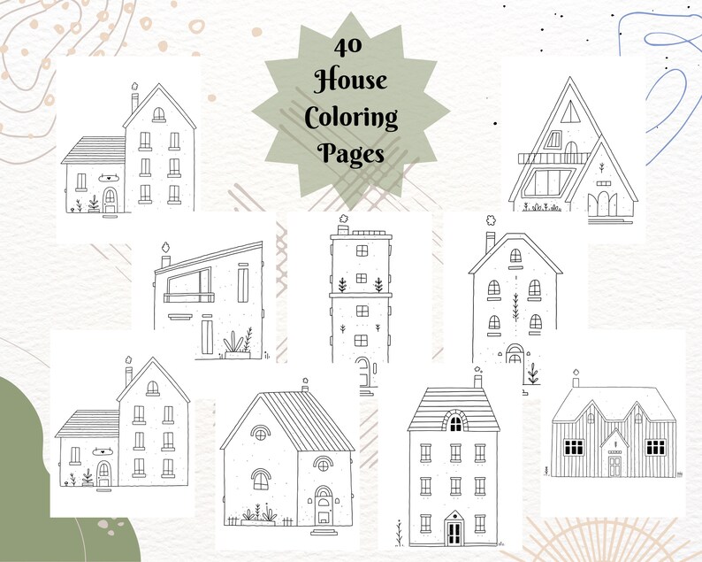 Coloring Pages for Toddlers and Kids 40 House Coloring Pages - Etsy
