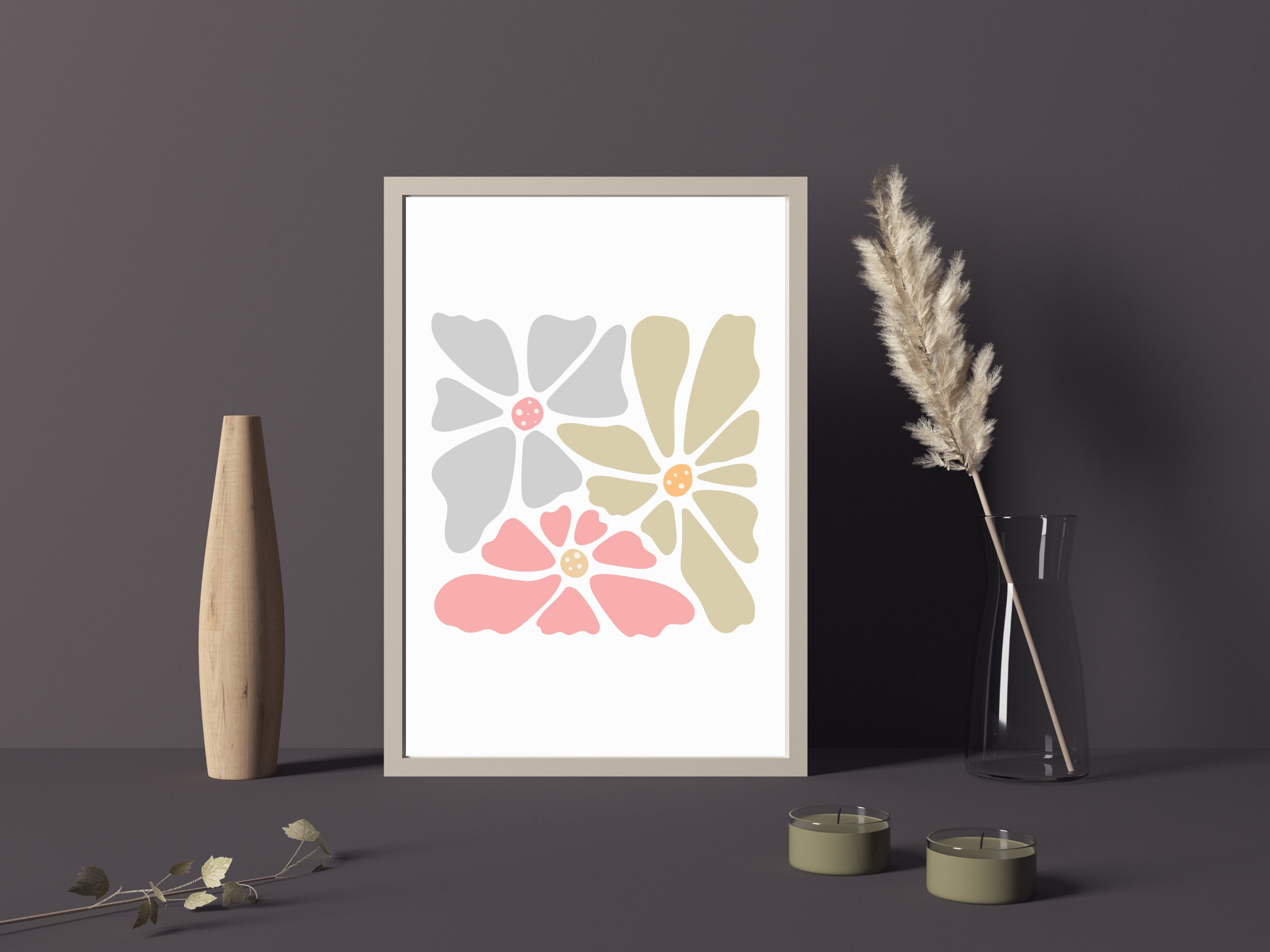 Contemporary Wall Decor, Modern Flower Wall Print, Digital Wall Art, Colorful Wall Art for