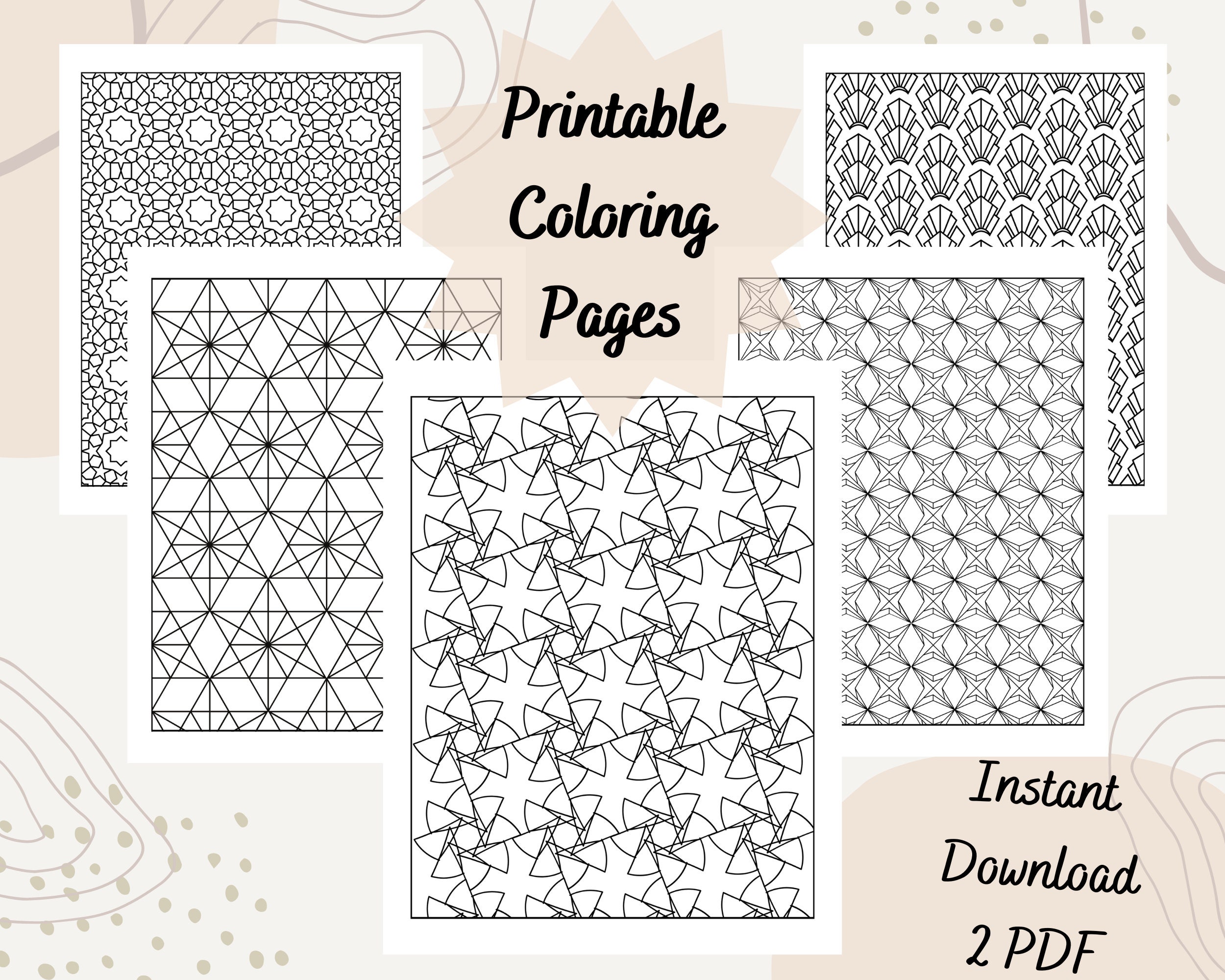 30 Geometric Adult Coloring Set Graphic by LIVELY LISHA · Creative