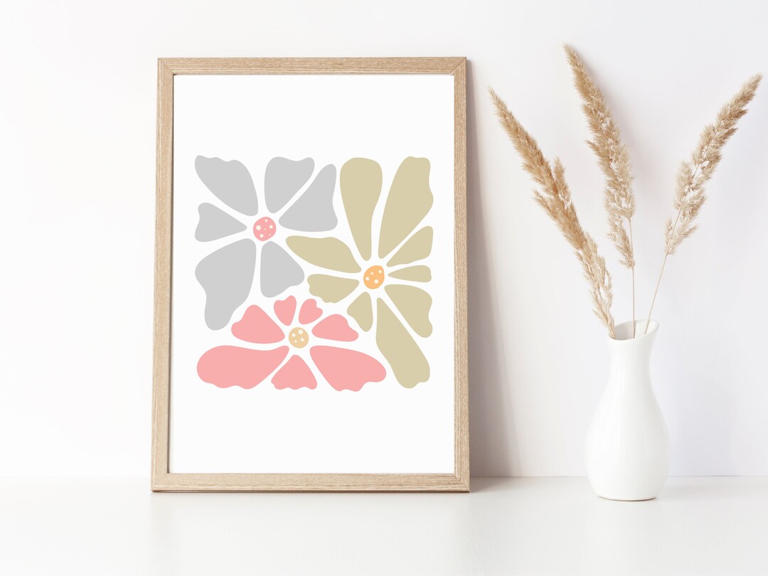 Contemporary Wall Decor, Modern Flower Wall Print, Digital Wall Art, Colorful Wall Art for