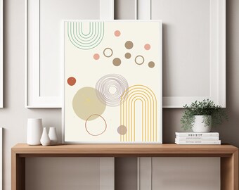 Printable Wall Art, Abstract Modern Wall Print, Boho Wall Decor, Mid Century Modern Print, Digital Download
