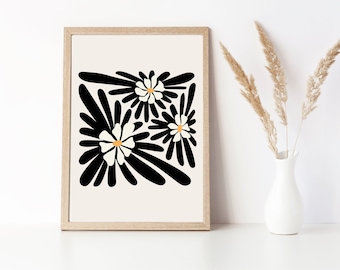 Contemporary Wall Decor, Modern Flowers Wall Print, Printable Wall Art, Digital Downoald