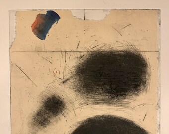 Mezzotint Print: &#39;White Clover&#39; Abstract Art by John Hall (11x13 inches)