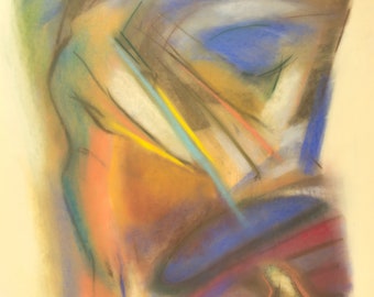 Spirit--Large original chalk pastel drawing, 21 x 27 inches, wall decor, unframed, striking contemporary art to enliven home or office