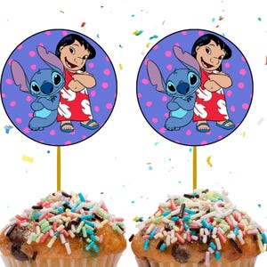 Digital Lilo and Stitch Cupcake Toppers, Stitch Birthday Party, Lilo and Stitch Party, Lilo Party Decor