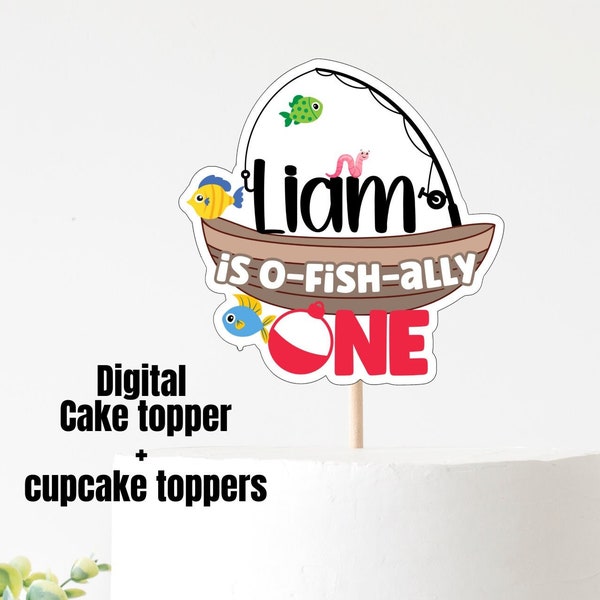 O-Fish-Ally One, Personalized Fishing Cake Topper, Fishing Themed Cake Topper, Fishing Party Decorations, First Birthday Decor, Fish Party