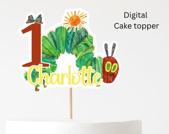 Very Hungry Caterpillar Cake Topper, Eric Carle birthday, Caterpillar Theme Party - DIGITAL CAKE TOPPER