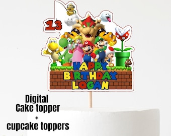 Mario Cake Topper, Mario Cake Topper, Mario Geburtstagsparty Tortendeko, Mario Geburtstagsparty Tortendeko, Mario und seine Freunde Kuchen, Nintendo Theme