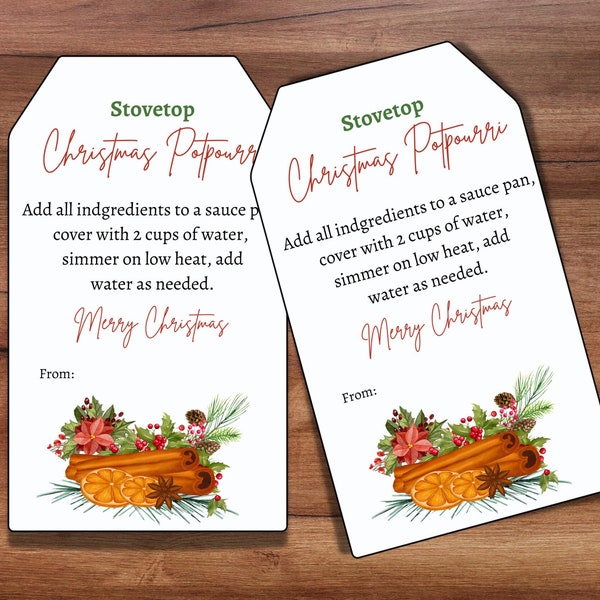 Stovetop Potpourri Christmas Gift Tag, Teacher Gift Label, Neighbor Gift, Holiday Christmas Scents, Christmas Potpourri, Holiday Gift tag