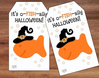 Halloween Goldfish Labels, NonCandy Treat, Halloween School Treat Label, Classroom Snack Labels, Trick or Treat Bag, Gold Fish Snack Label