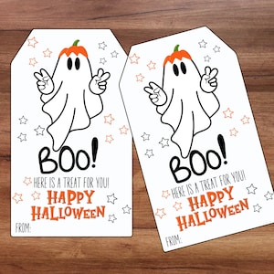 ハロウィンの記念品タグ、ブーバスケット教室ギフト、トリックオアトリートの記念品タグ、学生向けハロウィンギフト、ハロウィンパーティータグ、クッキータグハロウィン