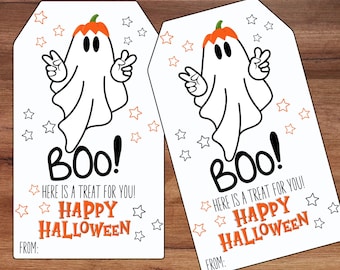 Etiquetas de regalo de Halloween, regalo de cesta de Halloween para el aula, etiqueta de regalo de truco o trato, regalo de Halloween para estudiantes, etiqueta de fiesta de Halloween, etiqueta de galleta de Halloween
