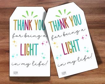 Thank You For Being A Light In My Life Candle Tag, End Of Year Teacher Gift, Teacher Appreciation, Coach Gift, Staff, Counselor, Principal