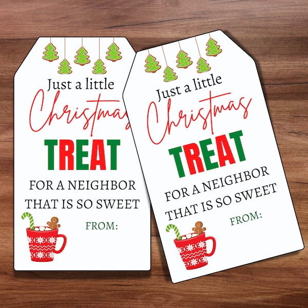 Neighbor Gift Tag, Christmas Treat For Neighbor, Secret Santa Neighbor Gift, Holiday Gift Tag, Neighbor Gift Idea, Winter Gift Tag, TreatTag
