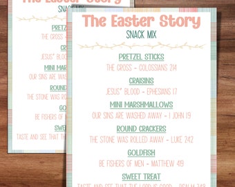 Easter Story Snack Mix Printable,  Easter Gift Tag, Religious Easter Activities, Easter Tags, Resurrection Activity, Sunday School
