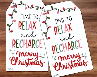 Tijd om te ontspannen en op te laden Cadeaukaartje, kerstkaartje leraar, kerstkaartje voor schoolhoofd, afdrukbaar kerstkaartje, cadeaukaartje collega, cadeaukaartje collega