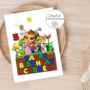 Biglietto di compleanno a tema Mario, Biglietto Mario stampabile, Biglietto di compleanno fai da te, Biglietto Nintendo, Compleanno di gioco, Biglietto per nipote, Biglietto personalizzato