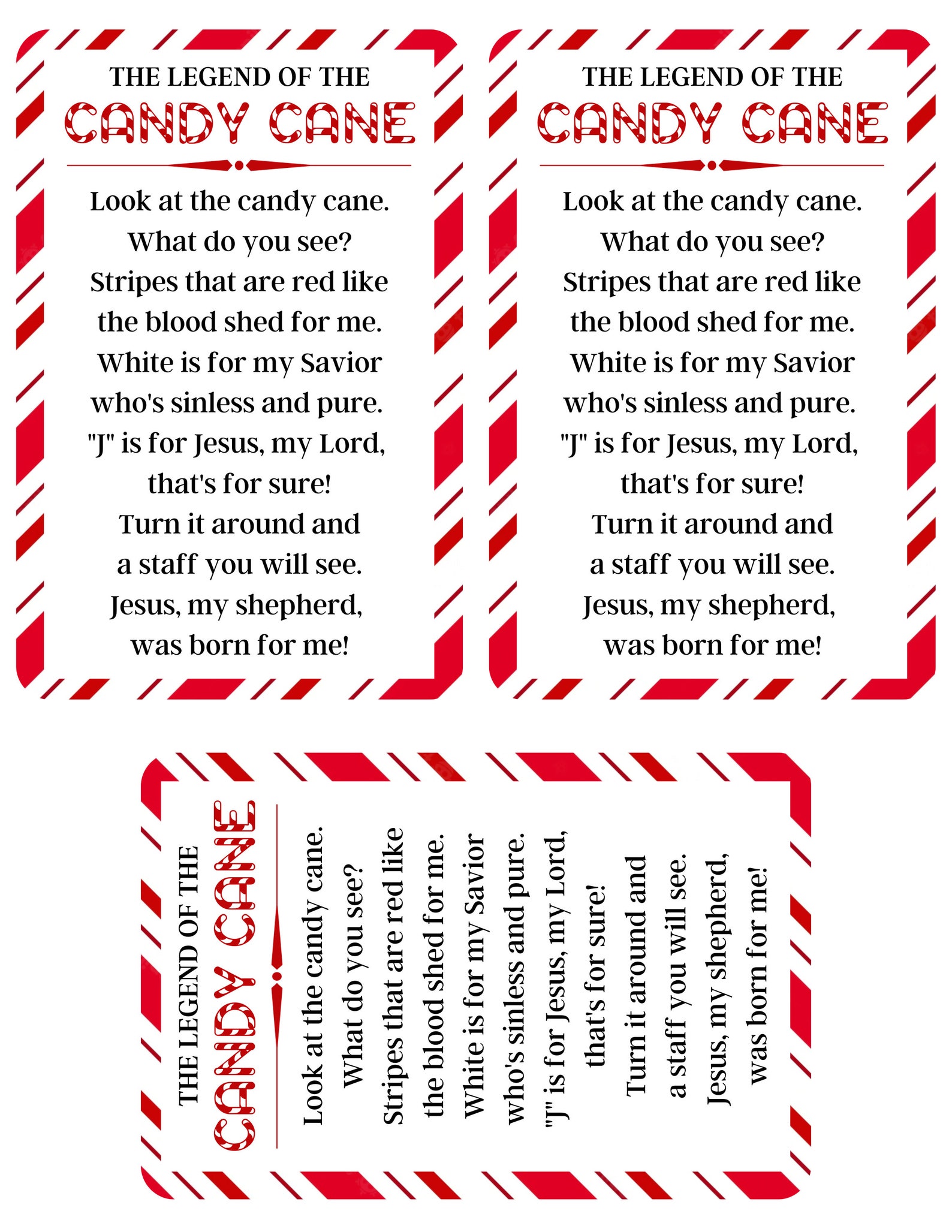 Legend of the Candy Cane Printable Tag, Candy Cane Poem, Christmas Tags ...