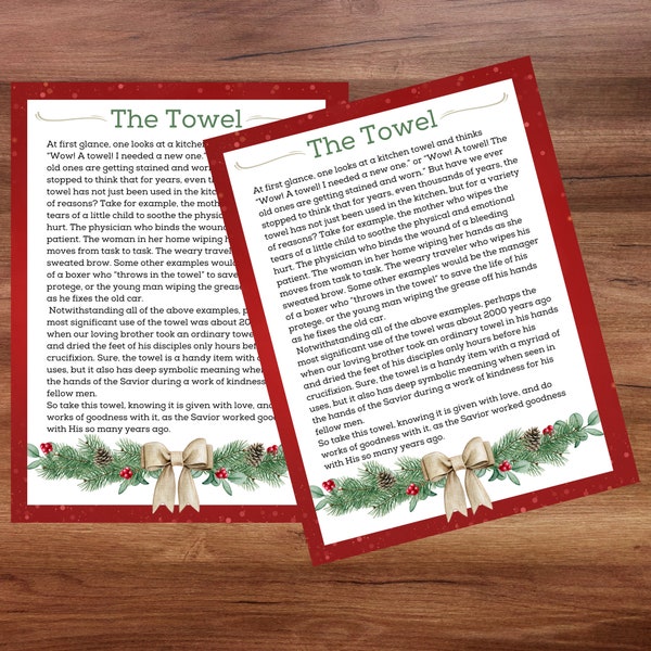 Christmas Towel Story, Ministry Christmas Gift, Christmas Story, Christian Gift, Religious Gift Tag, Ids Jesus Christ Towel Story