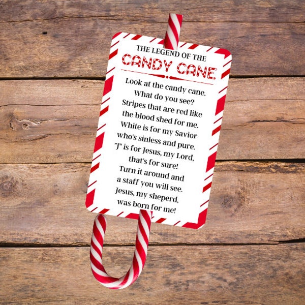 Legend of the Candy Cane Printable Tag, Candy Cane Poem, Christmas Tags, Christian Treat Tag, Treat Tag, Candy Cane Tag, Meaning ofChristmas