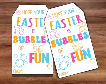 Easter Bubbles Tag, Bubbles of Fun Easter Class Favor, School Party Paascadeau, Afdrukbare Paascadeaukaartjes, Voorschoolse Paasgunsten