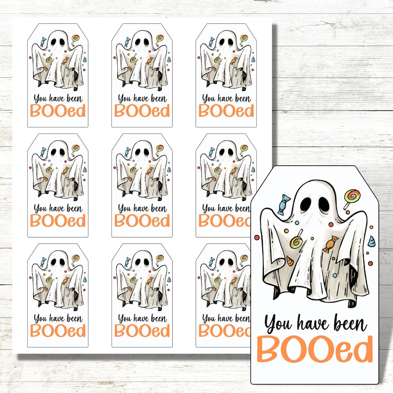 You've Been Booed, Happy Halloween, Cute Ghost Gift Tag, Candy Ghost ...