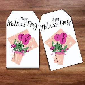 Etiquetas para presente de Dia das Mães, Flores para o Dia das Mães, Etiquetas para impressão de mães, Etiquetas para impressão de Dia das Mães, Presente de Dia das Mães de estudantes
