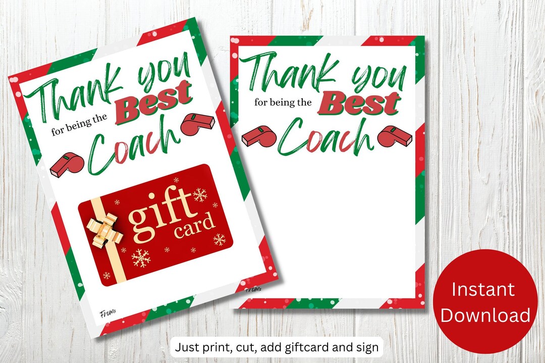 Christmas Card for Track Coach, Coach Gift Card, Gift for Coach
