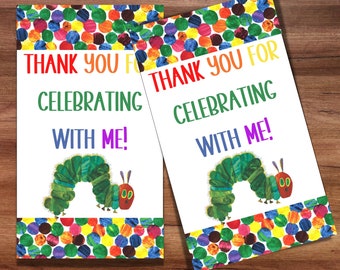 Very Hungry Caterpillar Thank You Tags, Caterpillar Party, Butterfly Favor Tags, Rainbow Party Tags, Hungry Caterpillar Birthday,