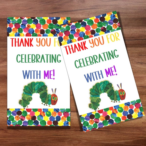 Very Hungry Caterpillar Thank You Tags, Caterpillar Party, Butterfly Favor Tags, Rainbow Party Tags, Hungry Caterpillar Birthday,