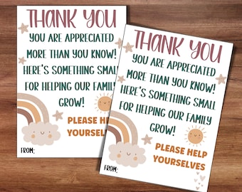 Labor and Delivery Nurse Thank You Gift Tag, Labor Nurse Basket Tag, Gift for Labor Nurses, Nurse Appreciation Card | Neutral Boy Girl