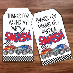 Monster Truck Geburtstag Gastgeschenk Tags, Monster Jam Boy Party, LKW Tags, Monster Truck Party,