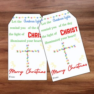Light the World Printable Christmas Gift Tags, Bible Study Gift Tag, Neighbor Gift Tag, Christ Centered Christmas, Christmas Light Tag