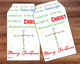 Light the World Printable Christmas Gift Tags, Bible Study Gift Tag, Neighbor Gift Tag, Christ Centered Christmas, Christmas Light Tag