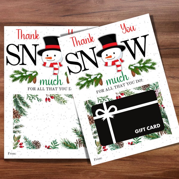 Christmas Thank You Snow Much Gift Card Holder, Printable Teacher Gift, Xmas Gift Card, Holiday Gift Card Holder, Daycare Teacher Gift