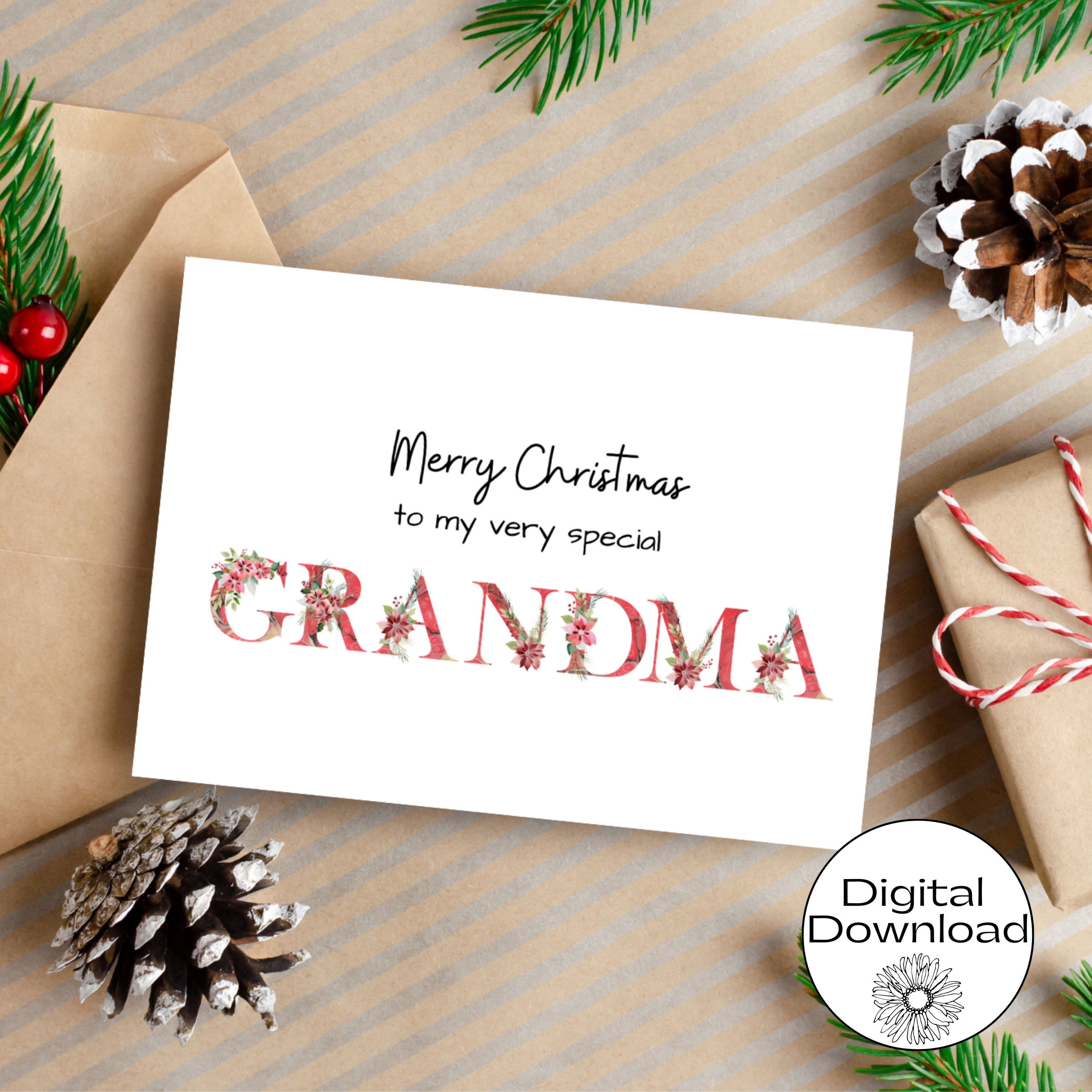 Merry Christmas To A Special Grandma Christmas Card For - Etsy