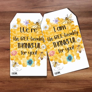 Etiquetas de regalo increíblemente agradecidas, etiquetas de obsequios para abejas, regalos para abejas, baby shower de abejas, etiquetas de agradecimiento para amigos, regalos para empleados y maestros.